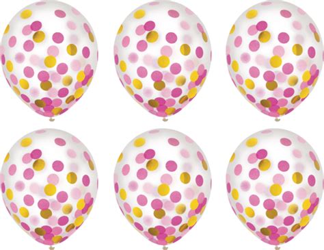 Confetti Latex Balloons Gold And Pink 6 Pk Party City