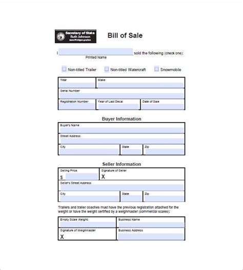 Trailer Bill Of Sale 9 Free Sample Example Format Download