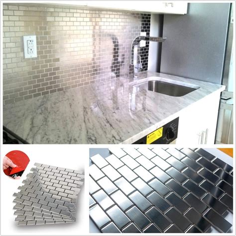 Quickshipmetals stocks a vast selection of decorative and brushed stainless steel sheet metals, a perfect material for an attractive, durable kitchen backsplash. Aliexpress.com : Buy 12 Inch 3M Glue Stainless Steel Tile ...