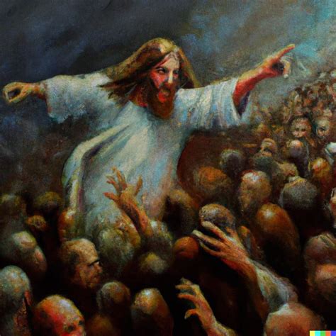 Jesus In A Mosh Pit At A Punk Rock Concert As Painted By Raphael In