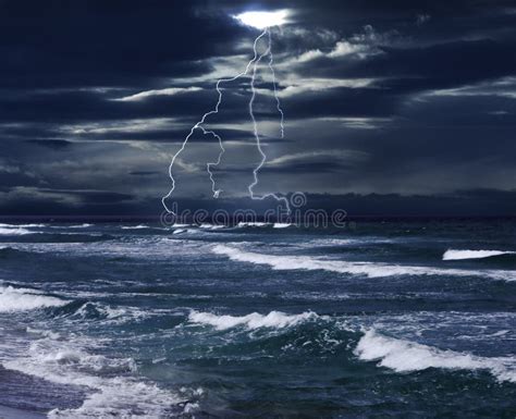 Stormy Sea Stock Image Image Of Weather Stormy Lightning 49369537