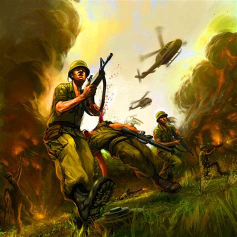 Us Troop Running Into A Vietnamese Landmine War Art