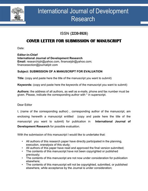 Sample Cover Letter For Research Paper Submission Learn About Writing