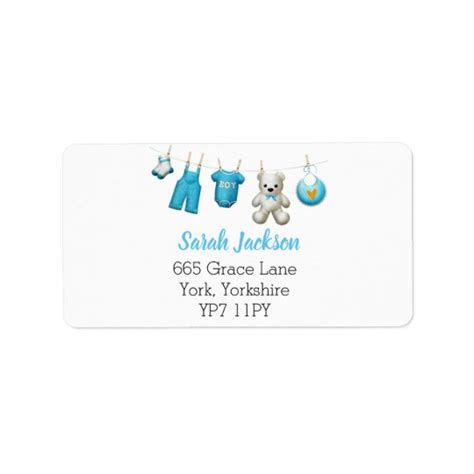 Modern Laundry Boy Baby Shower Address Label Zazzle Com