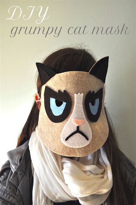Diy Grumpy Cat Mask Diy Halloween Masks Cat Mask Halloween Diy