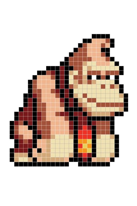 90s Character Pixel Patterns For Fuse Beads Donkey Kong In 2021