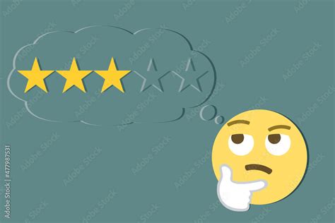 Review Concept With Thinking Face Emoji And Thought Bubble With Rating