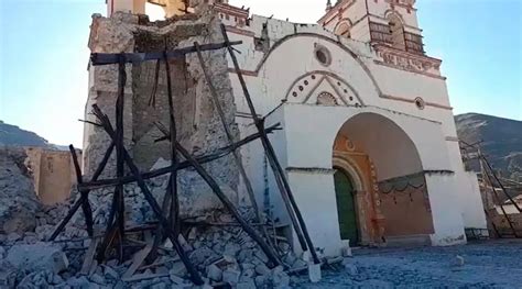 Church Tower Collapses Following Earthquakes In Southern Peru