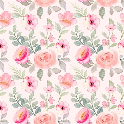 Premium Vector Seamless Pattern Of Pink Peach Rose Flower With Watercolor