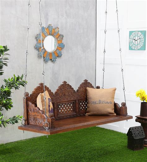 Buy Taksh Solid Wood Swing With Chain In Provincial Teak Finish By