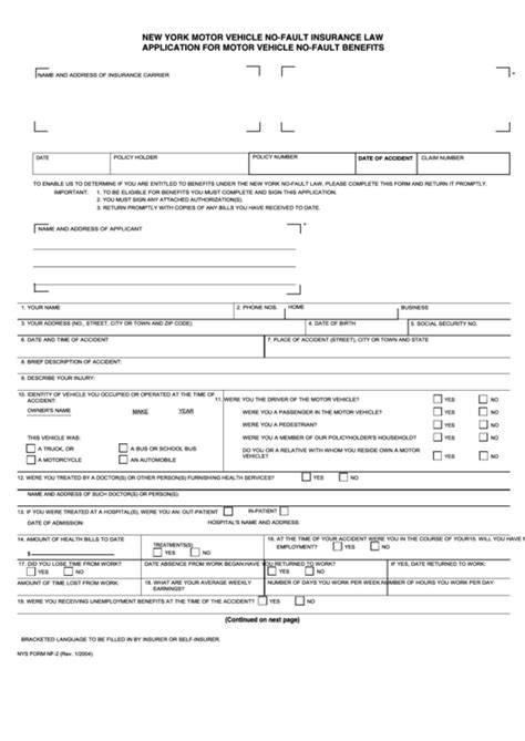 Persons seeking unemployment insurance benefits may file a claim online or by phone any time on monday through thursday between 7:30 a.m. Fillable Form Nf-2 - Application For Motor Vehicle No-Fault Benefits - 2004 printable pdf download