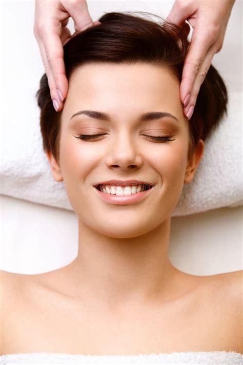 Face Massage Close Up Of A Young Woman Getting Spa Treatment Stock Image Image Of Skincare