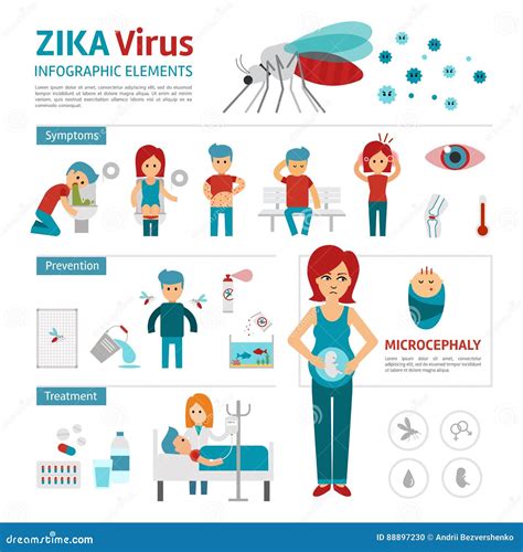 Zika Virus Infographic Elements Vector Flat Design Illustration Zika