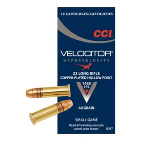 Bullseye North Cci Velocitor Ammo 22lr 40gr Plated Lead Hp 500 Rounds
