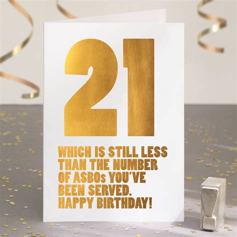 Funny 21st Birthday Card In Gold Foil By Wordplay Design