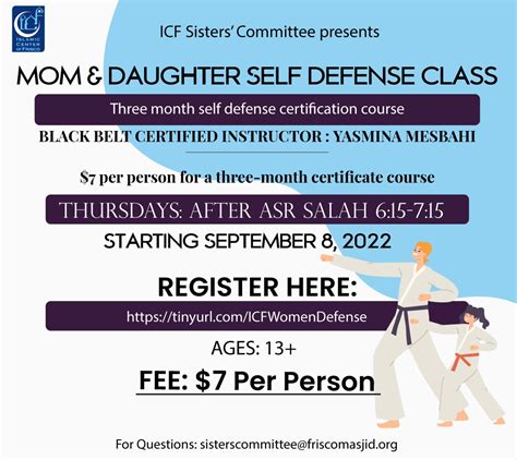 Mom And Daughter Self Defense Class Sisters Events Frisco Masjid
