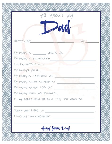 Fathers Day Fathers Day Printable Blue Printable Letter Etsy España