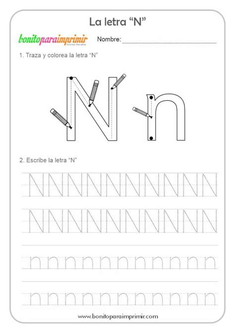 Aprender La Letra N Bonito Para Imprimir