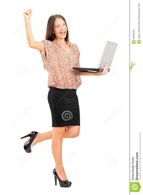 Happy Professional Woman Holding A Laptop Royalty Free