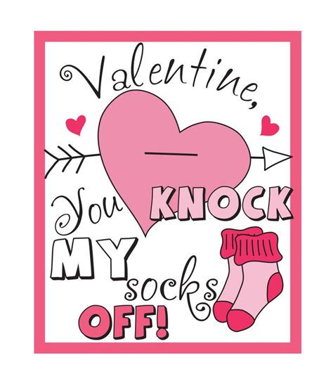 You Knock My Socks Off Valentine Printable Valentines Printables Teacher Valentine Valentines