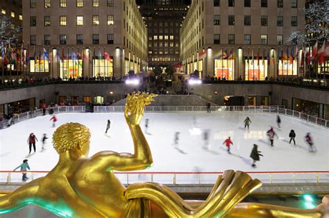 Rockefeller Center Ice Rink New York Stock Photo