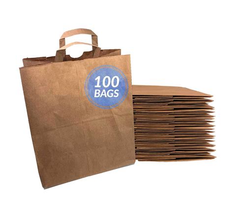 Reli Paper Grocery Bags Whandles 100 Pcs Bulk12x7x14 Large