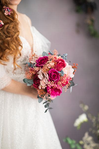 Magenta Flower Bridal Bouquet Wedding Fuchsia Bouquet Romantic Hot Pink