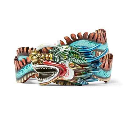 Gucci Dragon Hand Painted Leather Belt Materialology