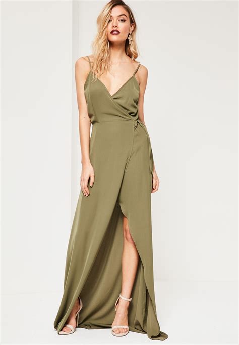 missguided tall khaki wrap maxi dress tall women fashion clothing for tall women chic outfits