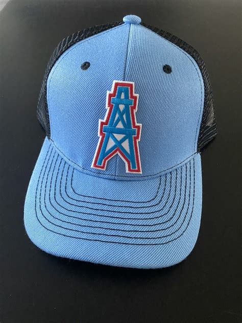Vintage Throwback Houston Oilers Luv Ya Blue And Black Mesh Hat Cap