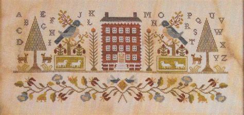 counted cross stitch pattern brick house sampler antique reproduction cross stitch colonial