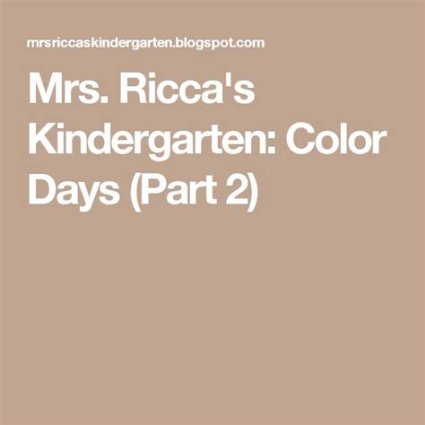 Mrs Riccas Kindergarten Color Days Part 2 Math Work Stations