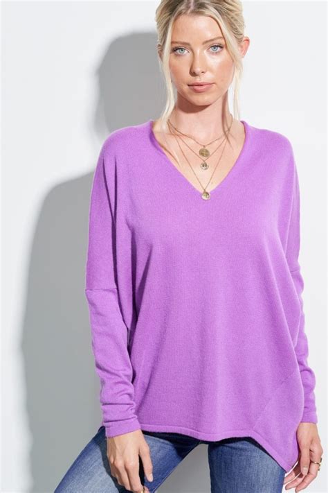Lavender Super Soft V Neck Sweater Relaxed Fit Beautiful Soul Boutique