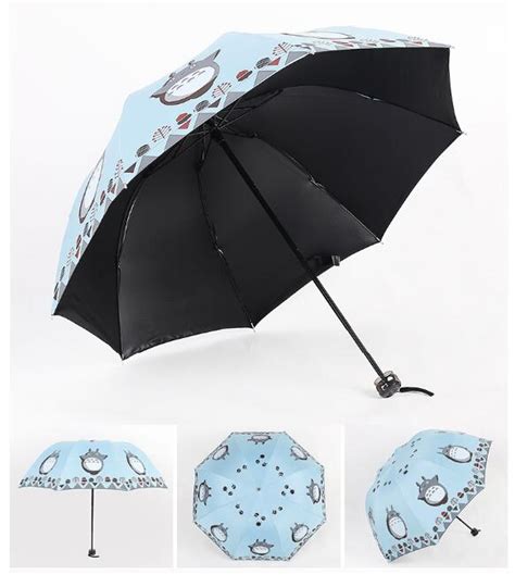 1 Piece Creative My Neighbours Totoro Sun Rain Promotion Manual Cartoon Cat 3 Folding Umbrella