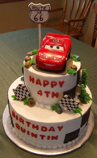 We call the twos terrific. Two tier Cars theme birthday cake for four-year-old.JPG (1 ...