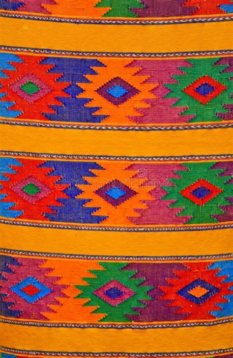 Colorful Traditional Mayan Weaving Guatemala Closeup Of A Traditional