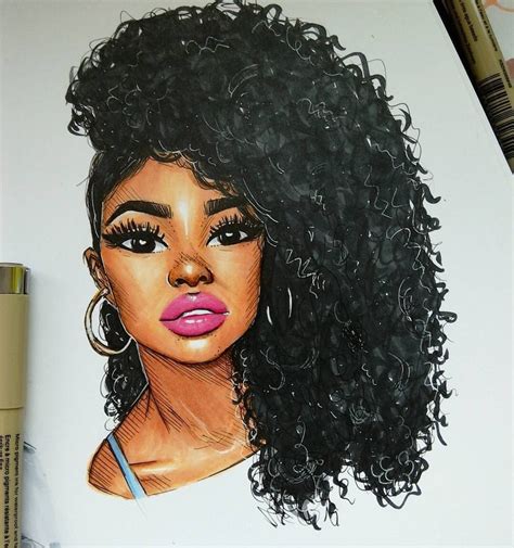 A Drawing Of A Womans Face With Curly Hair