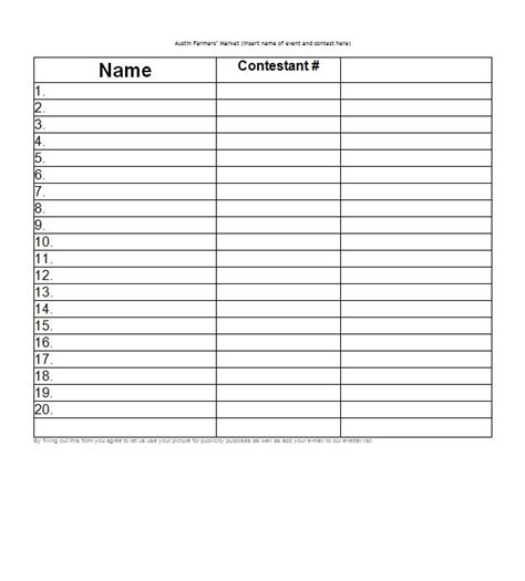 Free Sign Insign Up Sheet Templates Excel Word Template Section