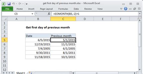 Get First Day Of Previous Month Excel Formula Exceljet