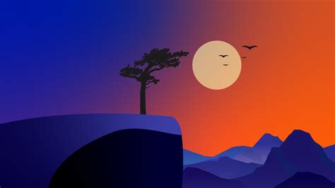 4k Minimalist Landscape Sunrise Heroscreen 4k Background Wallpapers