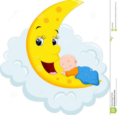 Baby Sleeping On Moon Stock Illustration Illustration Of Glow 55648209