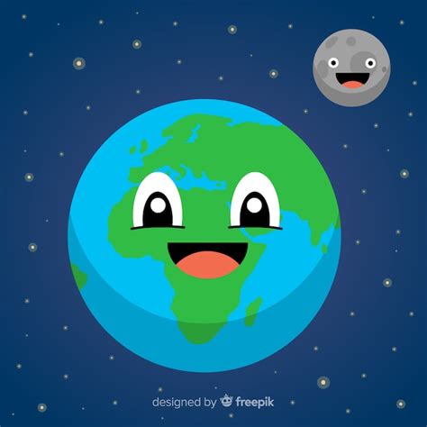 Free Vector Lovely Planet Earth With Cartoon Style