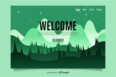 Free Vector Welcome Landing Page Template With Landscape