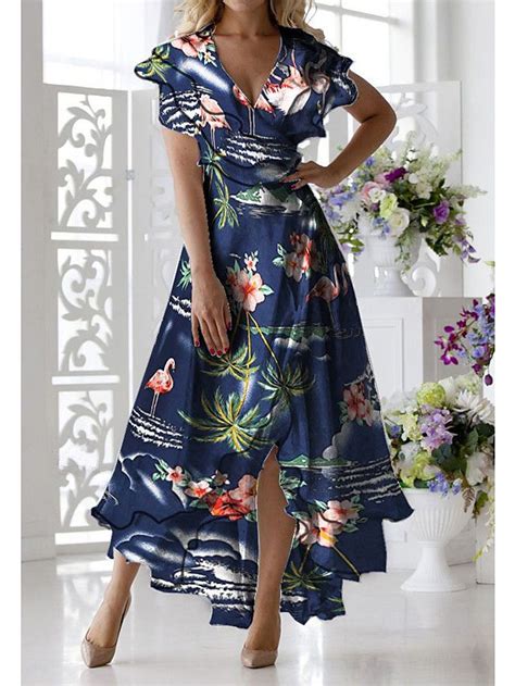 women s a line dress midi dress short sleeves floral print summer casual daily 2020 blue m l