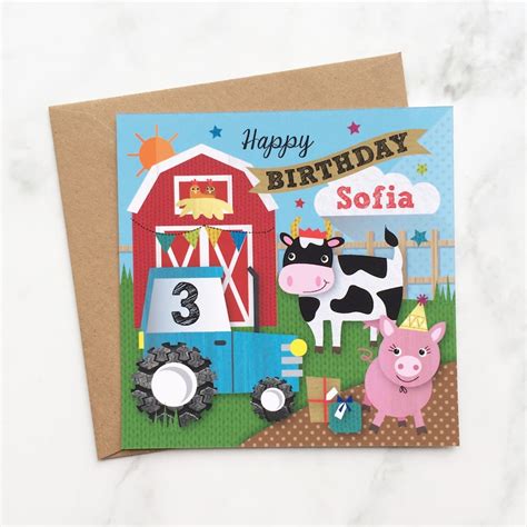 Kids Farm Birthday Card On The Farm Birthday Card Farm Etsy Uk