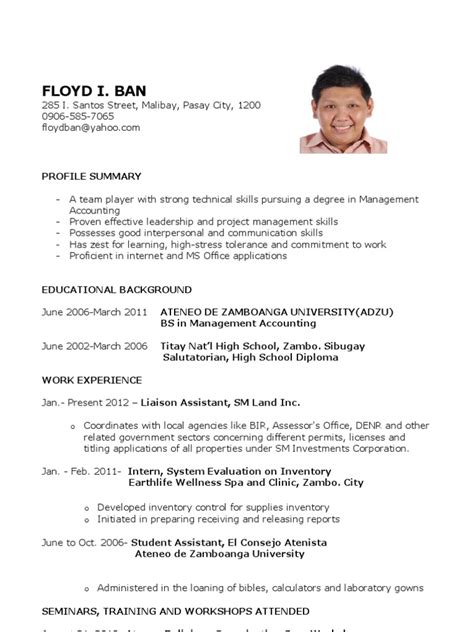 A cover letter is your first communication with your employer. Sample Resume for Fresh Graduates | Further Education ...