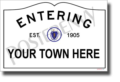 Custom Ma Town Sign New World Travel Massachusetts Poster Tr608
