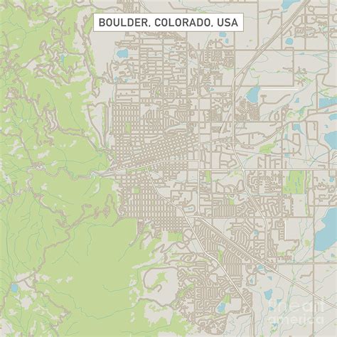 Boulder Colorado Us City Street Map Digital Art By Frank Ramspott