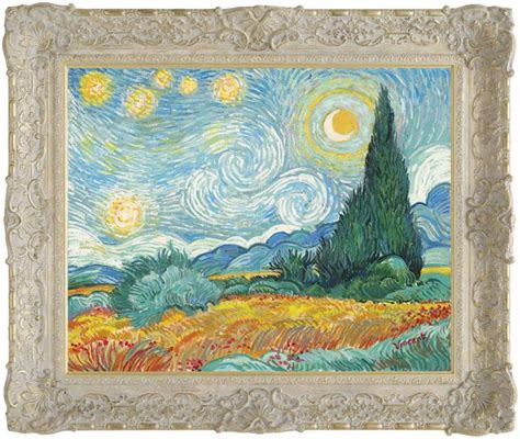 John Myatt Starry Night With Wheat Field And Cypress