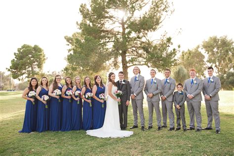 Maybe you would like to learn more about one of these? Bridal party wearing navy blue and grey | Arizona Wedding Photographers | Bridal party, Wedding ...